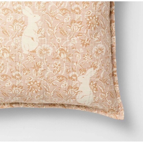 Oversized Square Easter Hidden Bunny Floral Coral Pattern - Threshold - Picture 3 of 7